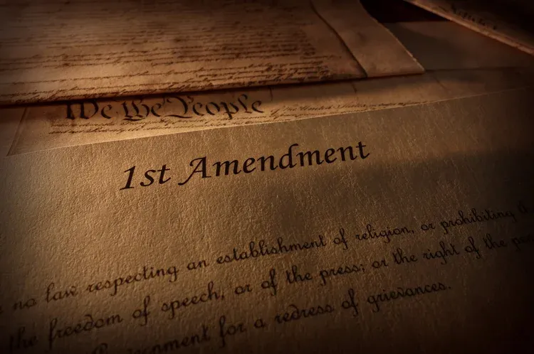 A closeup of the bill of rights and other documents