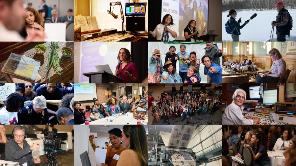 A collage of different Colorado Media Project events and collaborators