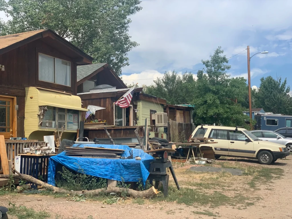 An alley in a mobile home community